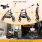 Foldable Pet Stroller with Detachable Transport Box and Rear Brake, 88lb Capacity