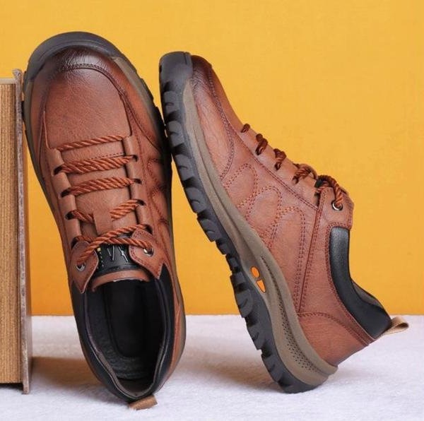 Mens Orthopedic Shoes with Three Arch Support and Ergonomic Insole, Cowhide Upper
