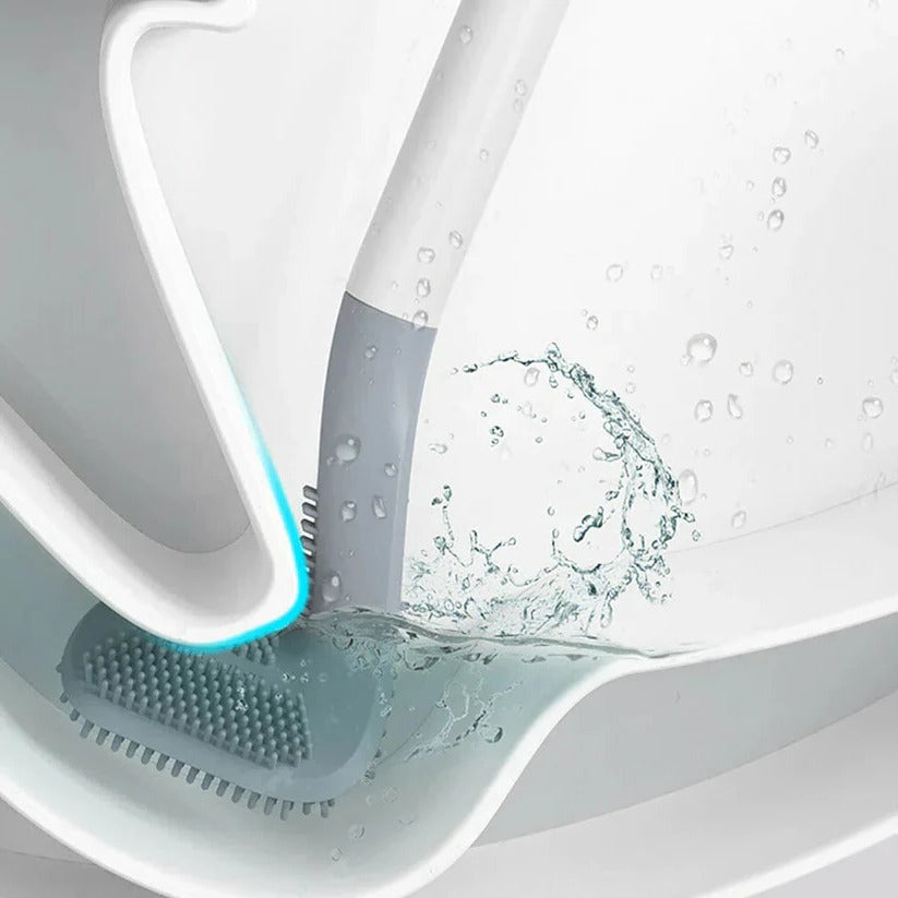Toilet Brush with Auto-Rinse Base and Sealed Storage Container