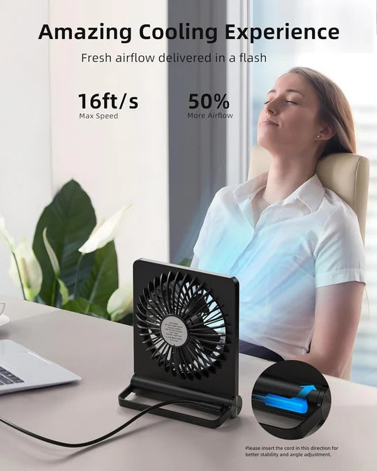 Ultra Quiet Small Desk Fan with Adjustable Airflow and USB Power