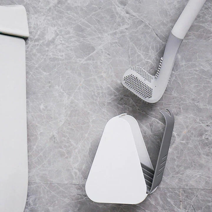 Toilet Brush with Auto-Rinse Base and Sealed Storage Container