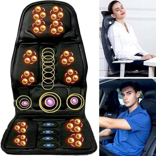 Eight Mode Massage Chair Pad with Heated Back and Neck Support for Car and Home Use