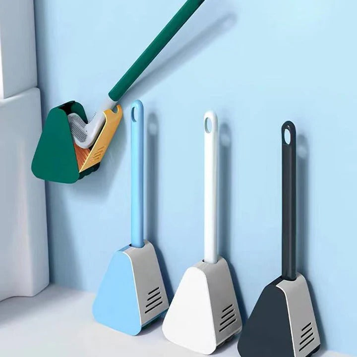 Toilet Brush with Auto-Rinse Base and Sealed Storage Container