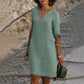 Loose Fit Pullover Dress with Three-Quarter Sleeves and Breathable Cotton Blend