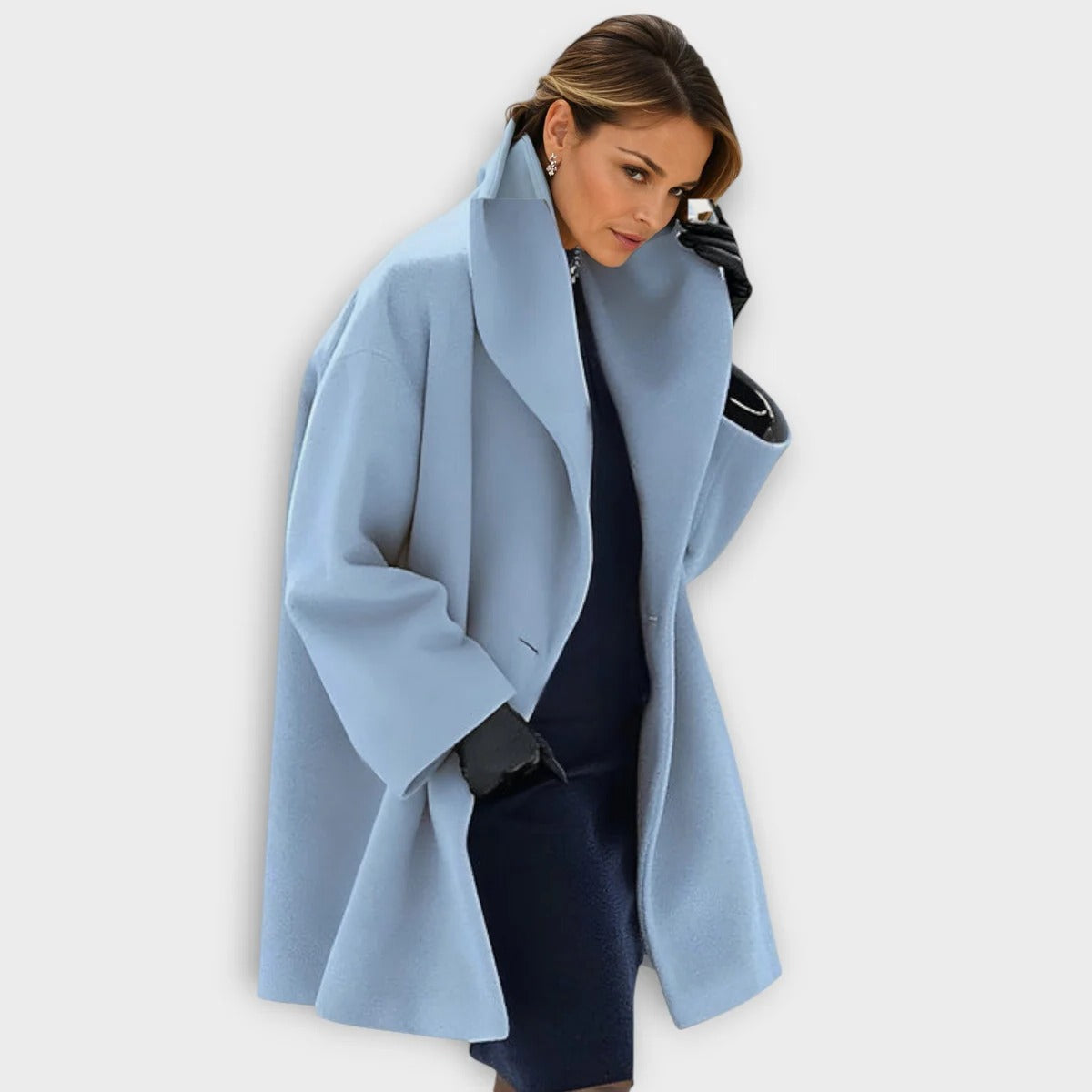 Women's Wool Blend Coat with Button Front and Hip Length Coverage