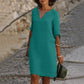 Loose Fit Pullover Dress with Three-Quarter Sleeves and Breathable Cotton Blend