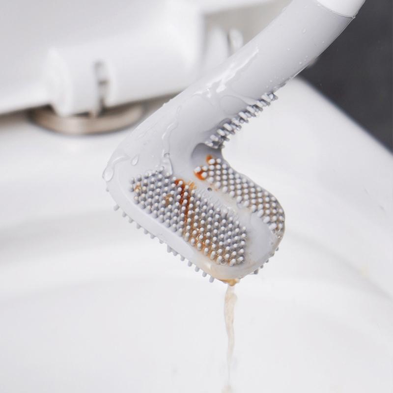 Wall Mounted Toilet Brush with Deep Reaching Bristles and Drip Away Holder