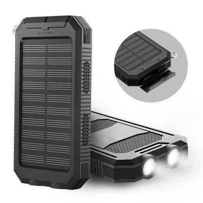 Solar Power Bank with Dual USB and Built-In LEDs, 500000mAh Weather Resistant