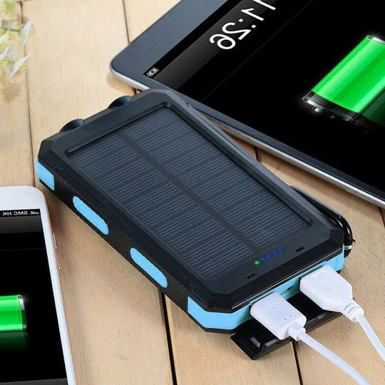 High-Capacity Waterproof Solar Power Bank With Dual USB Ports