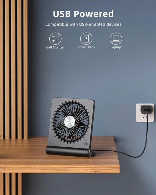 Ultra Quiet Small Desk Fan with Adjustable Airflow and USB Power