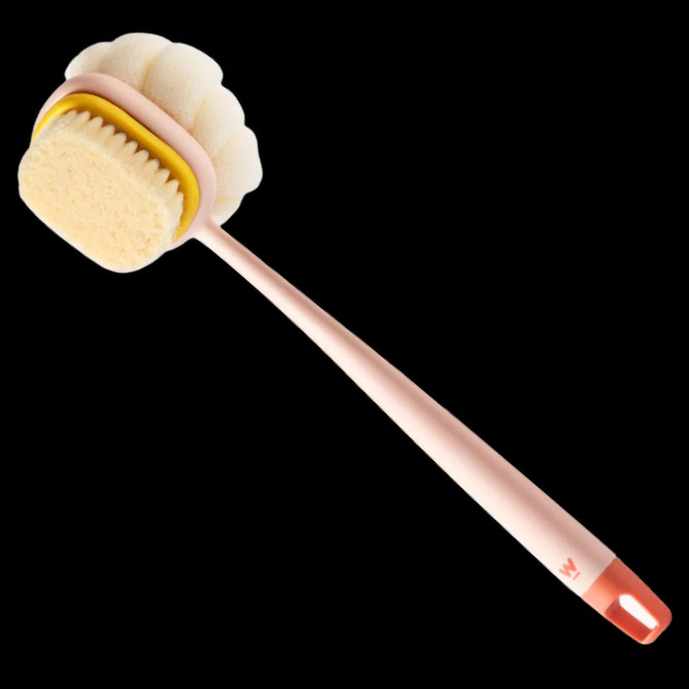 Long Handle Body Scrubber with Dual Sided Brush Head and Extended Reach
