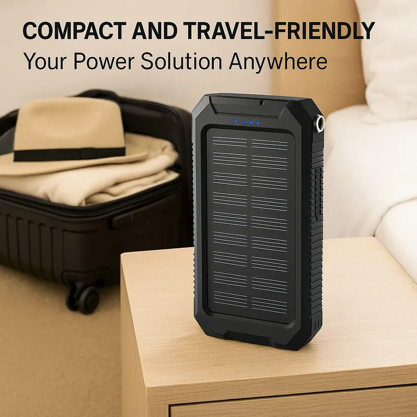 Solar Power Bank with Dual USB and Built-In LEDs, 500000mAh Weather Resistant