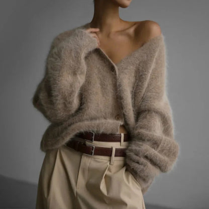 Womens Knit Sweater with Round Neckline and Natural Fiber, Breathable Design