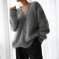 Womens Knit Sweater with Round Neckline and Natural Fiber, Breathable Design
