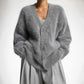 Womens Knit Sweater with Round Neckline and Natural Fiber, Breathable Design