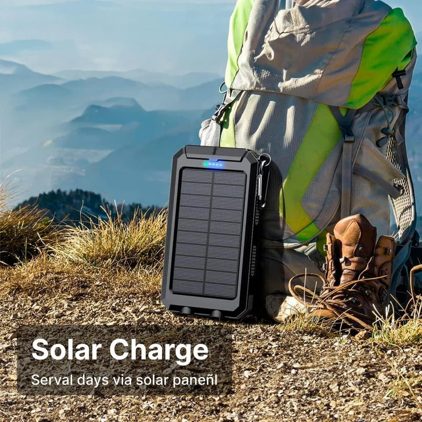 Solar Power Bank with Dual USB and Built-In LEDs, 500000mAh Weather Resistant