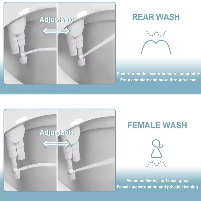 Toilet Bidet Attachment with Retractable Nozzles and Adjustable Water Pressure