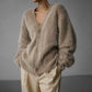 Womens Knit Sweater with Round Neckline and Natural Fiber, Breathable Design