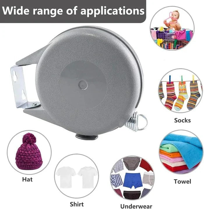 Retractable Clothesline with Swivel Base and Automatic Retraction, 472  Inches