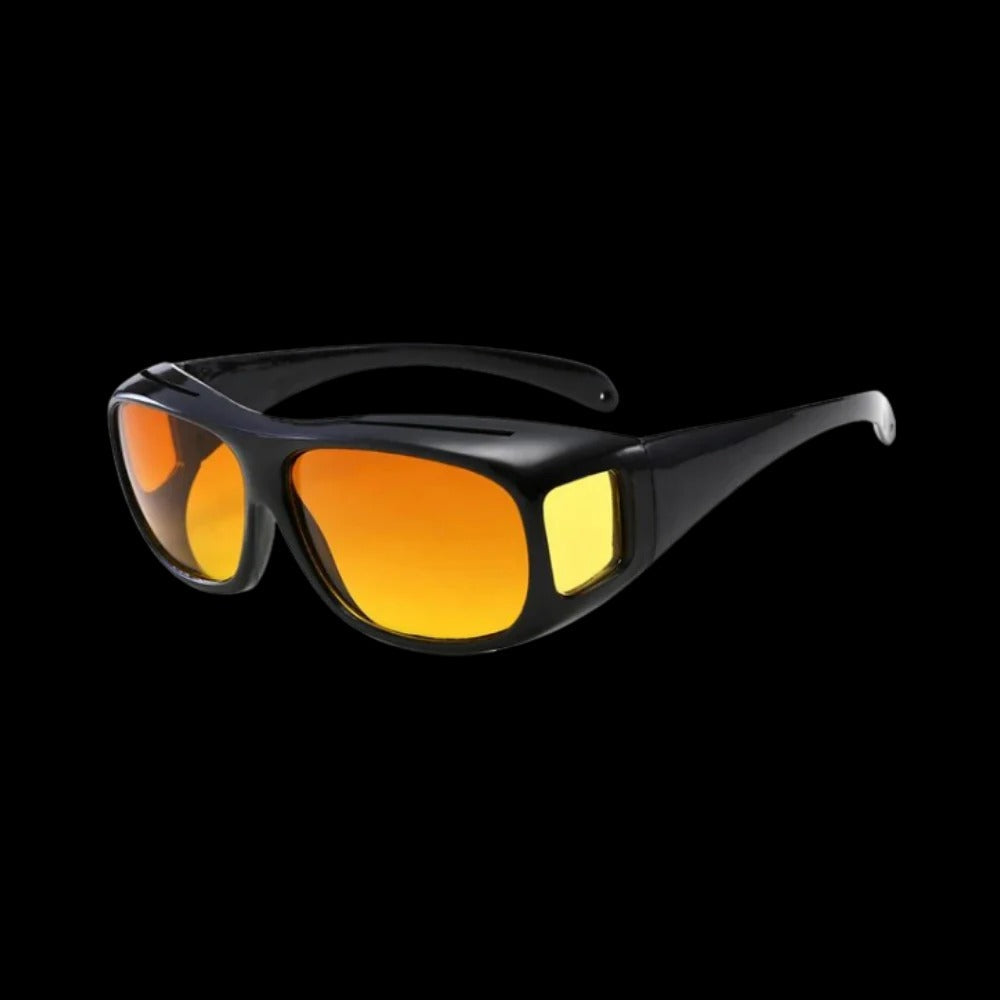 Polarized Night Driving Glasses with Extended Side Lenses and Orange Tint