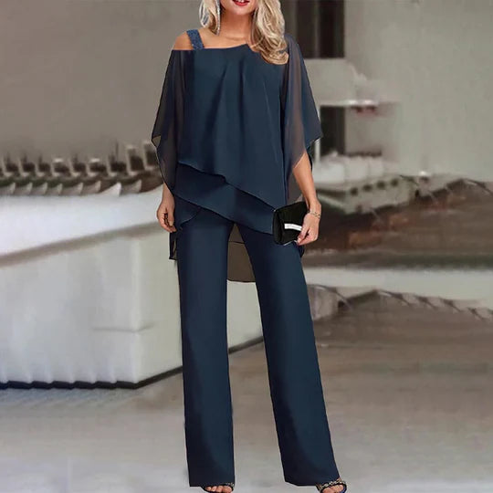 Women's Elegant Two-Piece Set with Cold Shoulder Detail