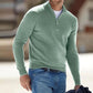 Men Long Sleeve Sweater with Zipper Front and Solid Color Design