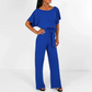 Dark Blue Fitted Jumpsuit with Cotton Polyester Blend and Machine Washable Care