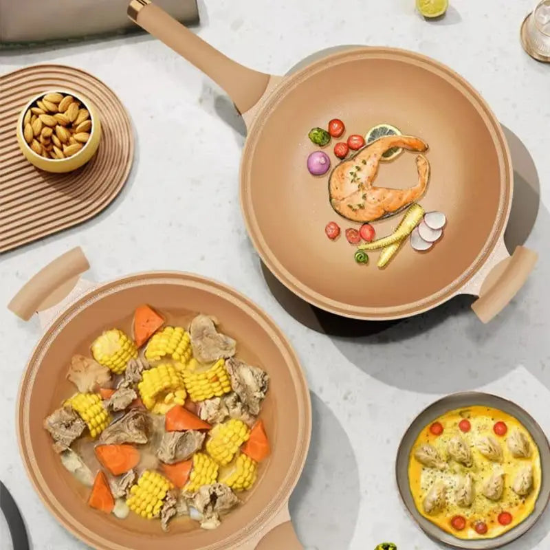 Nonstick Wok with Micropressure Sealing and Steamer Basket, Gas and Induction Compatible