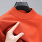Mens Knit Pullover Sweater with Ribbed Hem and Full-Length Sleeves