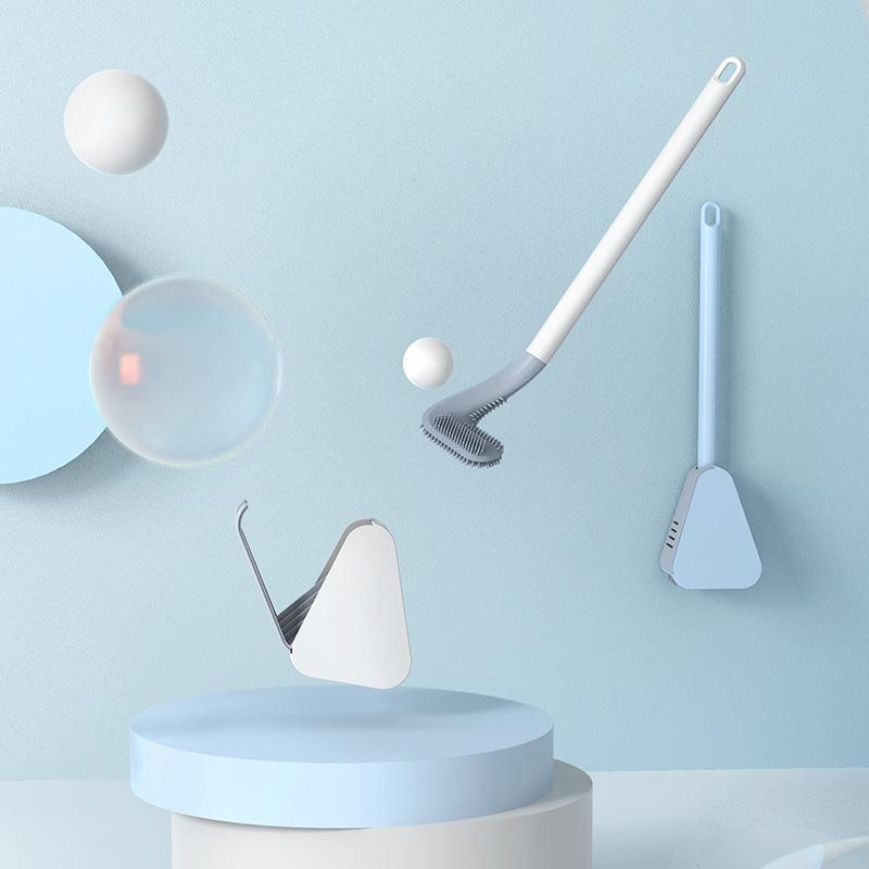 Wall Mounted Toilet Brush with Deep Reaching Bristles and Drip Away Holder