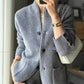Insulated Sweater Jacket with Thick Knit and High Collar, Front Pockets