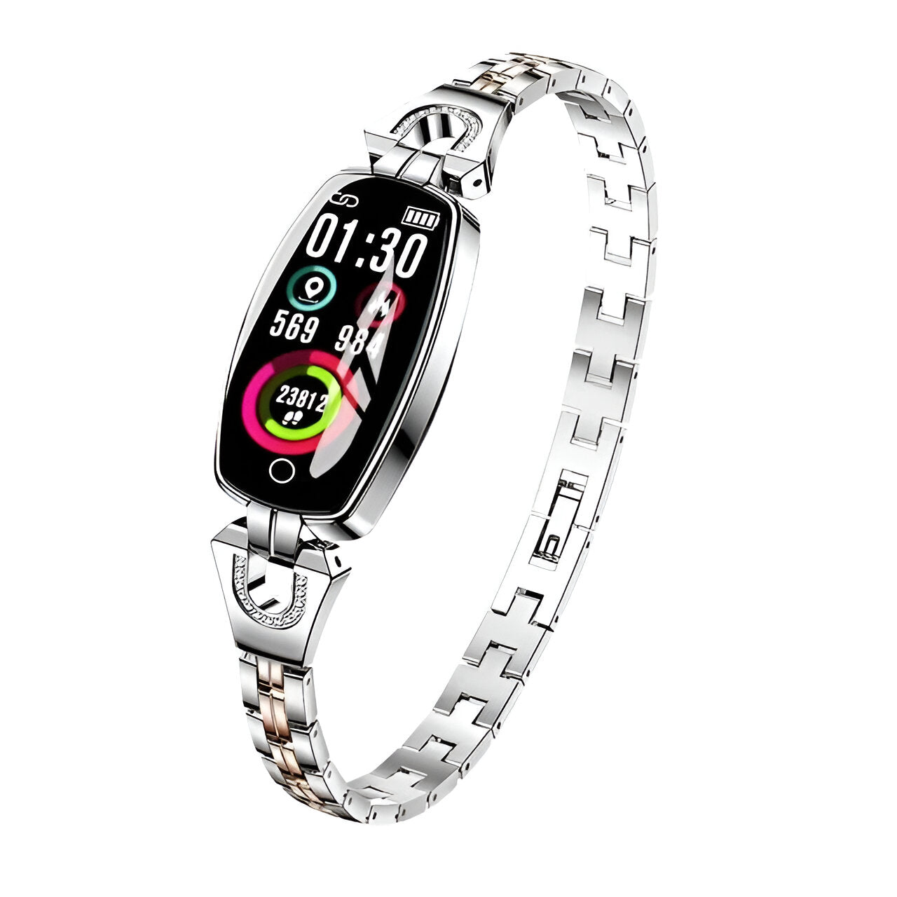 Fitness Bracelet with Heart Rate Monitoring and Touchscreen Display, Interchangeable Chains