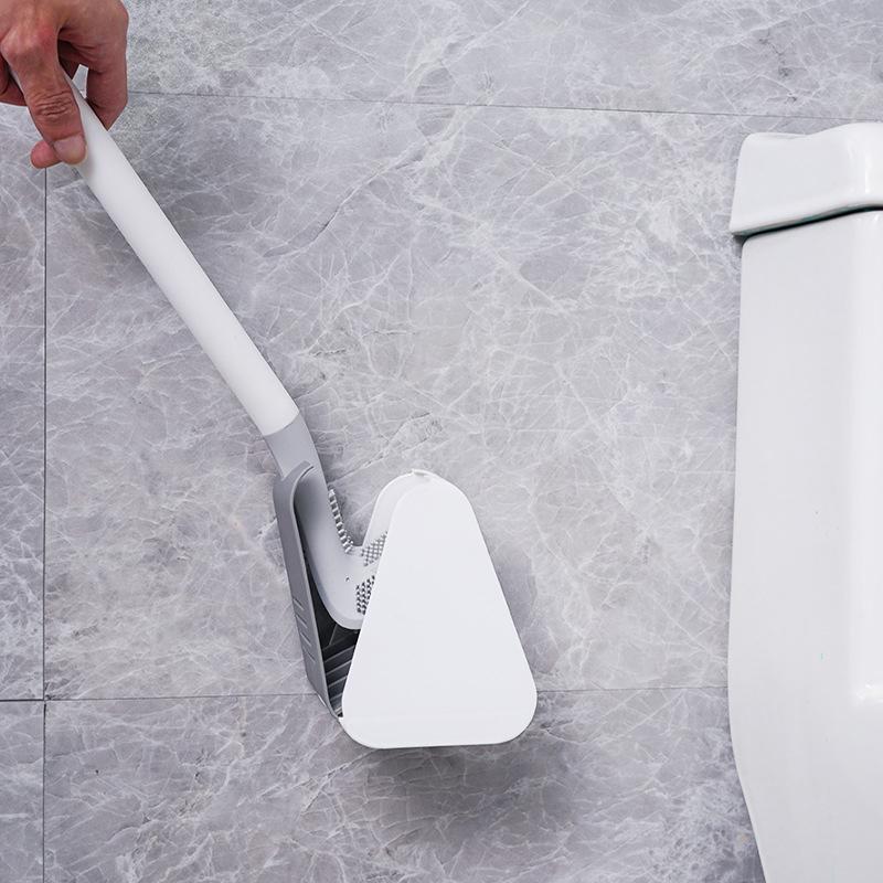 Wall Mounted Toilet Brush with Deep Reaching Bristles and Drip Away Holder