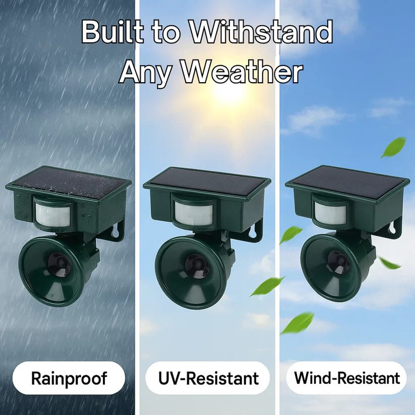 Solar Bird Repeller with PIR Motion Sensor and Sound Deterrent, Weatherproof