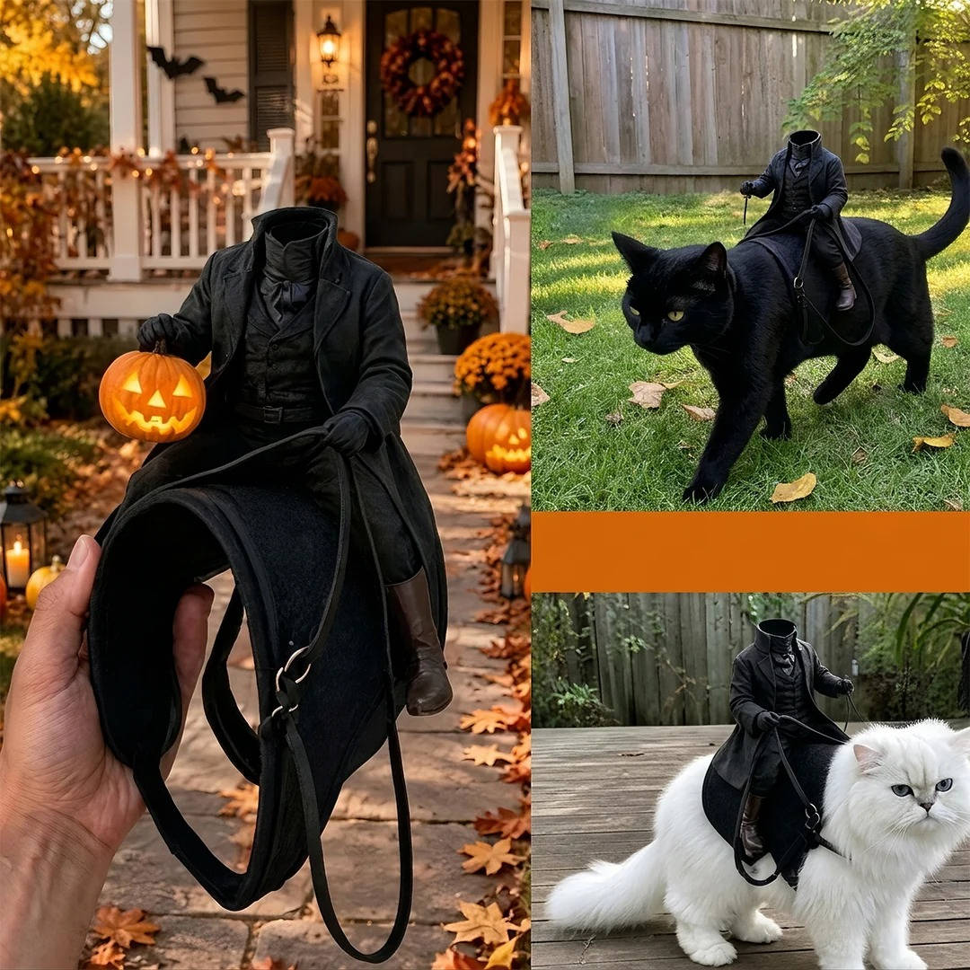 Headless Horseman Pet Costume, Halloween Costume for Cats and Dogs, Parties and Dress Up