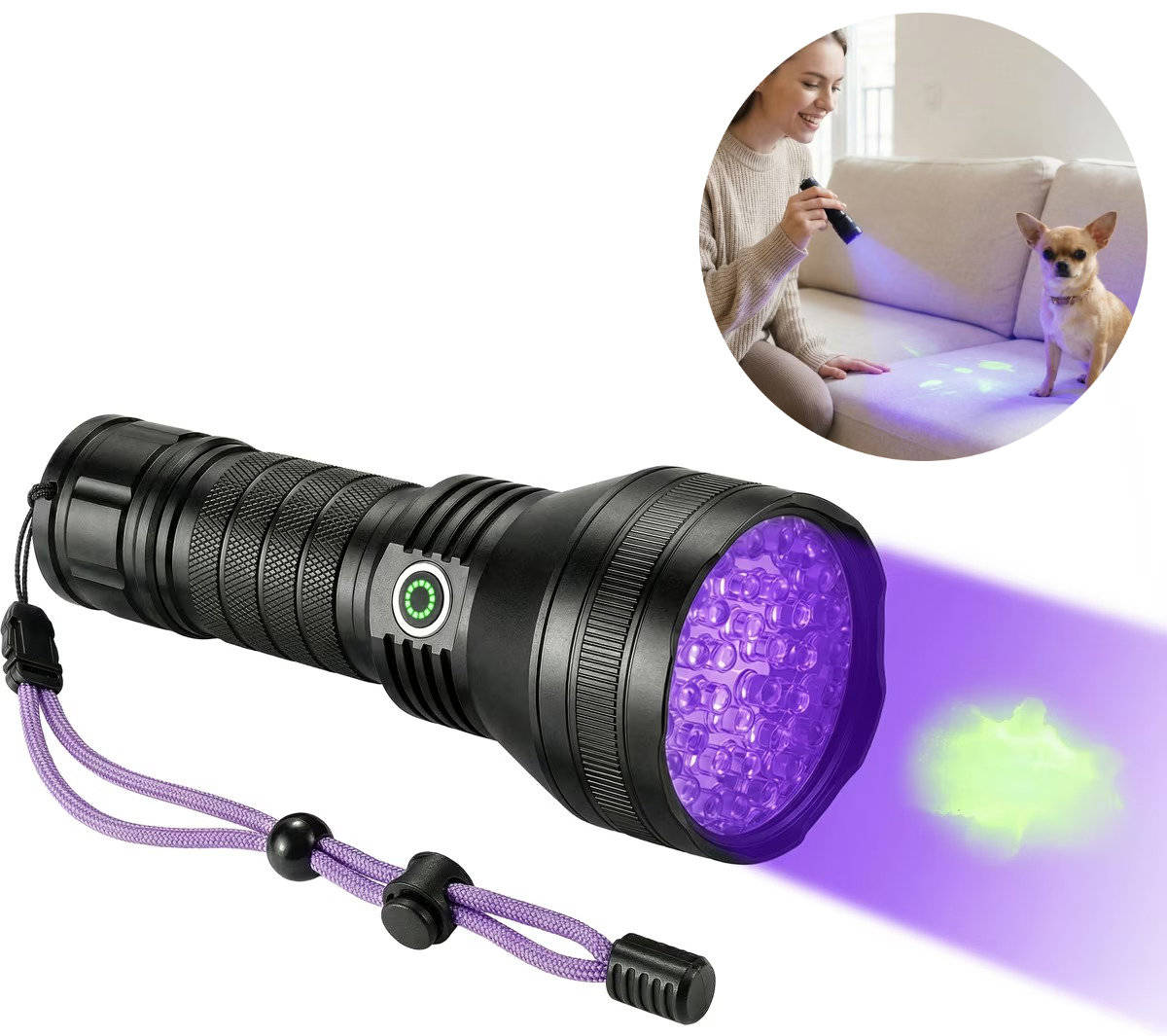 Blacklight for Cat Urine, UV Flashlight Pet Urine Detector for Dog Stains, Carpet and Furniture Inspection