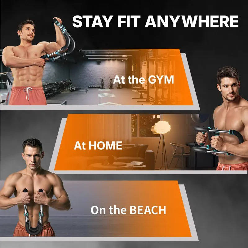 Adjustable Power Twister Bar, Portable Spring Resistance, Upper Body Strength Trainer for Chest, Shoulders and Arms