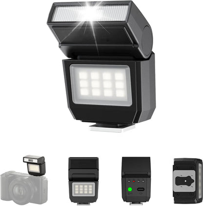 Mini Camera Flash Light GN8, 6500K LED Speedlite for Canon, Sony, Nikon and Fuji DSLR, Vlog and Outdoor Photography