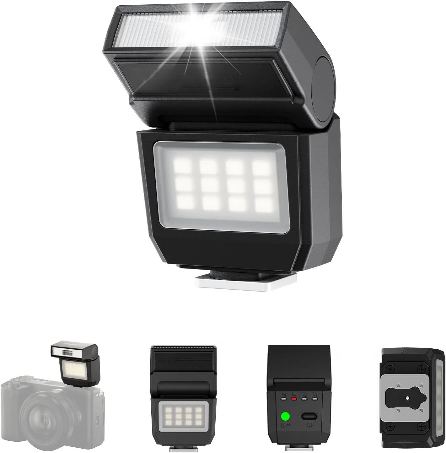 Mini Camera Flash Light GN8, 6500K LED Speedlite for Canon, Sony, Nikon and Fuji DSLR, Vlog and Outdoor Photography