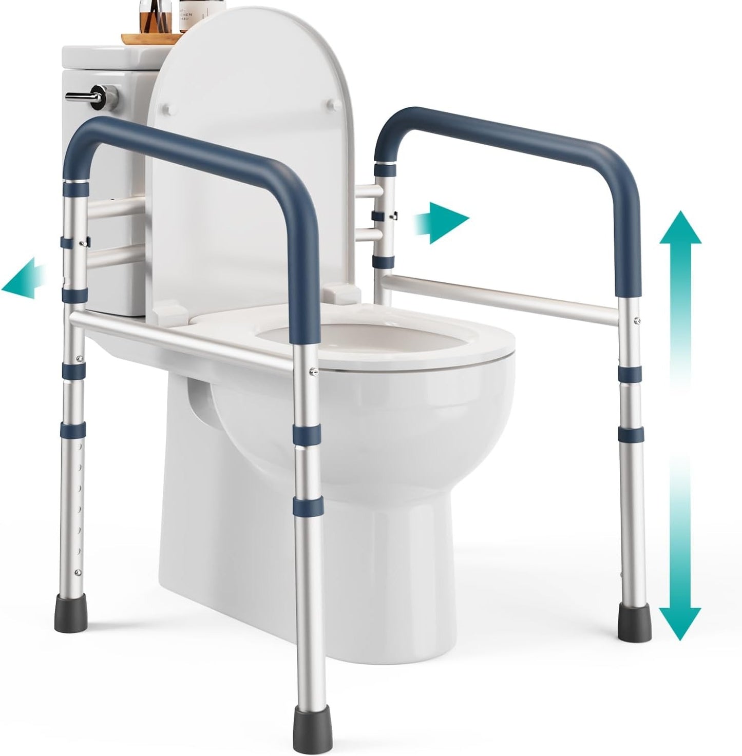 Toilet Safety Rails, Adjustable Toilet Safety Frame with Handles for Elderly Adults, Seniors and Handicap