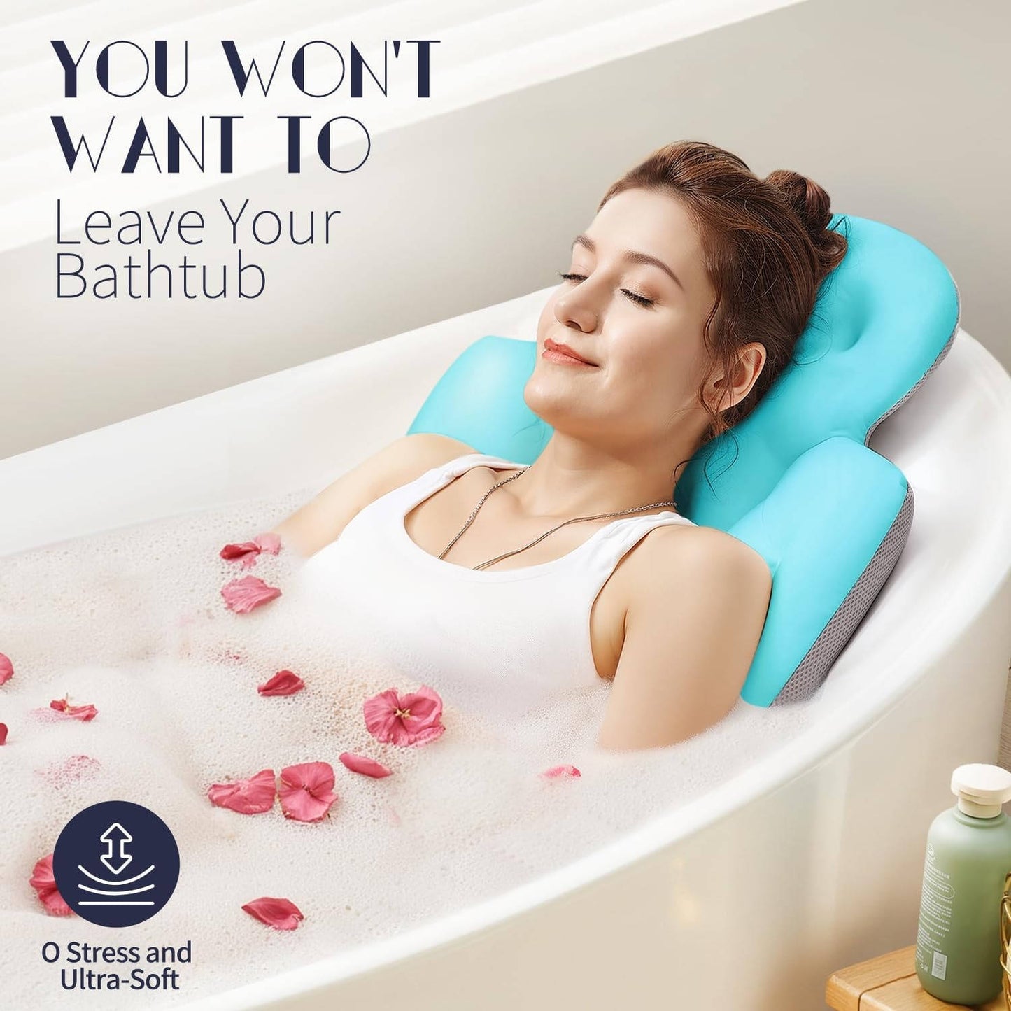 Full Body Bath Pillow for Bathtub, Thick Tub Cushion, Head, Neck and Back Support, Luxury Bath Headrest