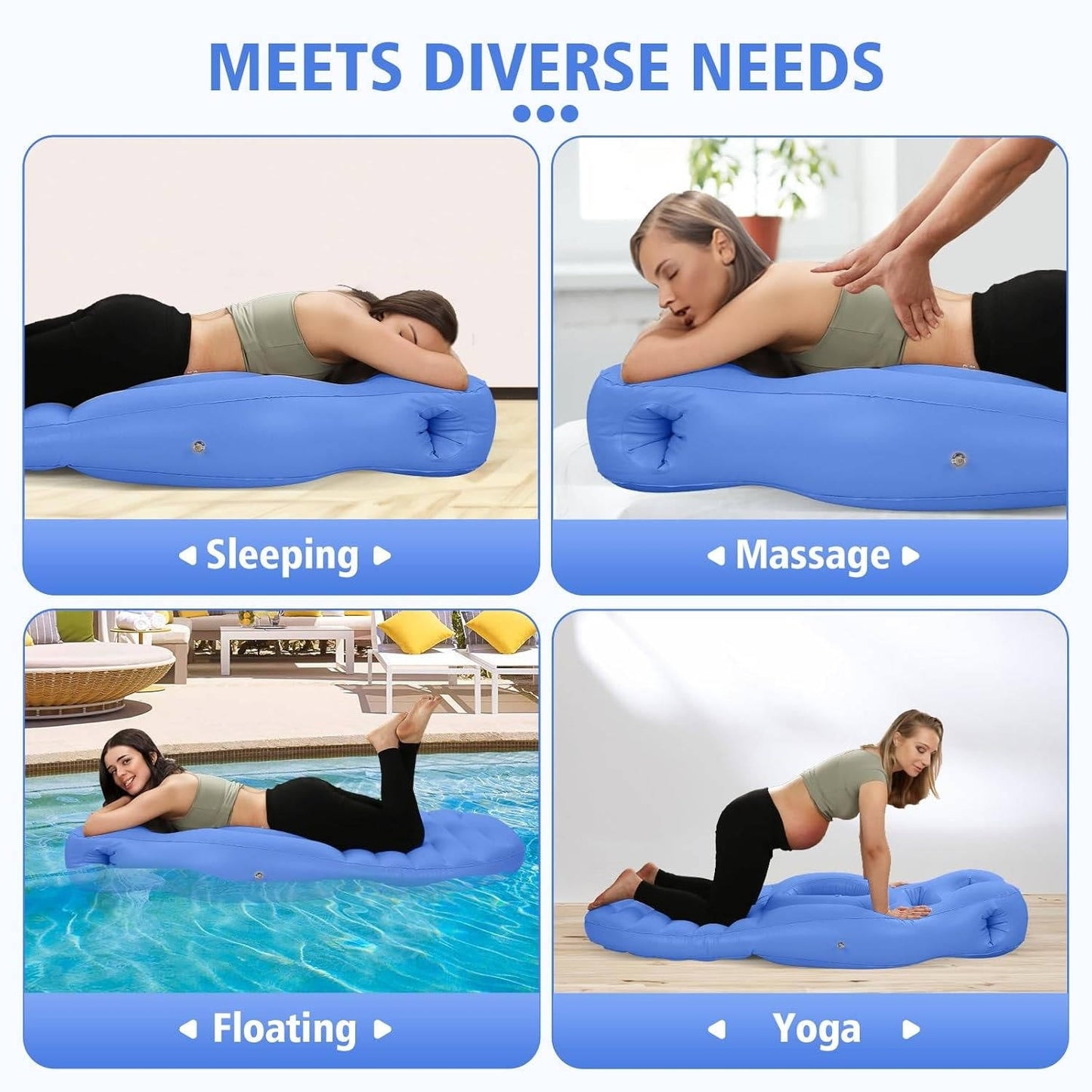 Inflatable Pregnancy Pillow with Belly Cutout and Dual Chamber Support, 65in