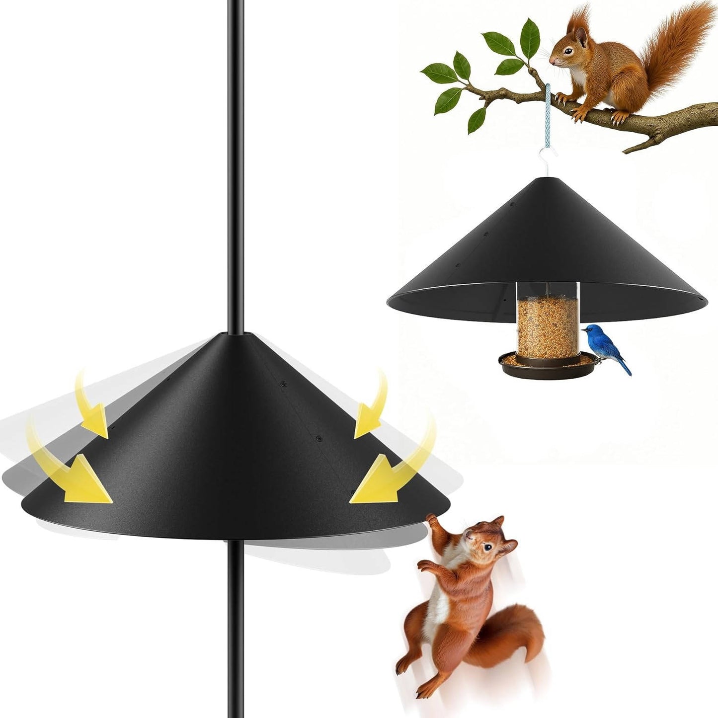 19 Inch Metal Squirrel Baffle for Bird Feeder Pole, Squirrel Proof Rain Guard Cover