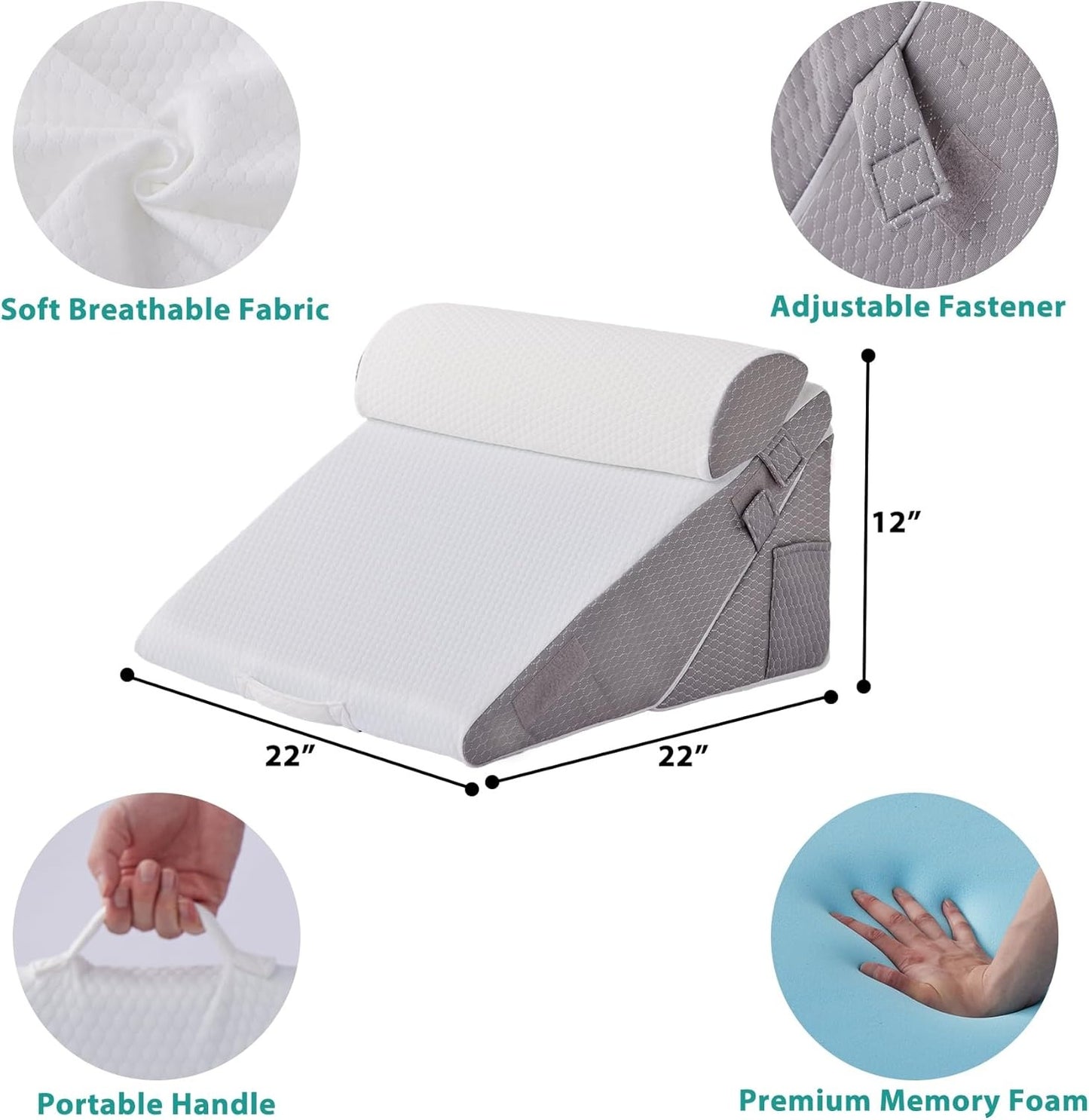 Wedge Pillow Headboard, 3PCS Orthopedic Bed Wedge Pillows Set for After Surgery, Adjustable Back Support Pillow