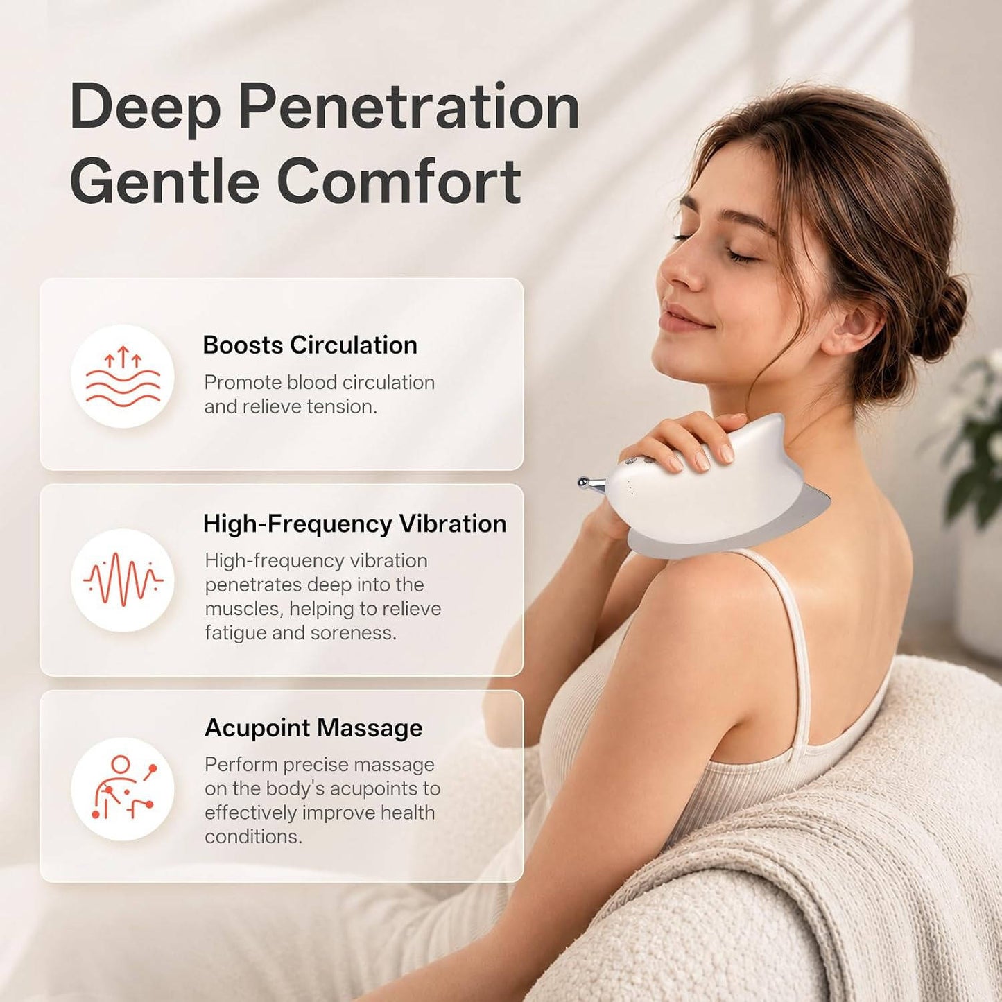 Electric Muscle Scraper, Heated Gua Sha Massage Tool with 3 Heat and 3 Vibration Levels for Deep Tissue Massage