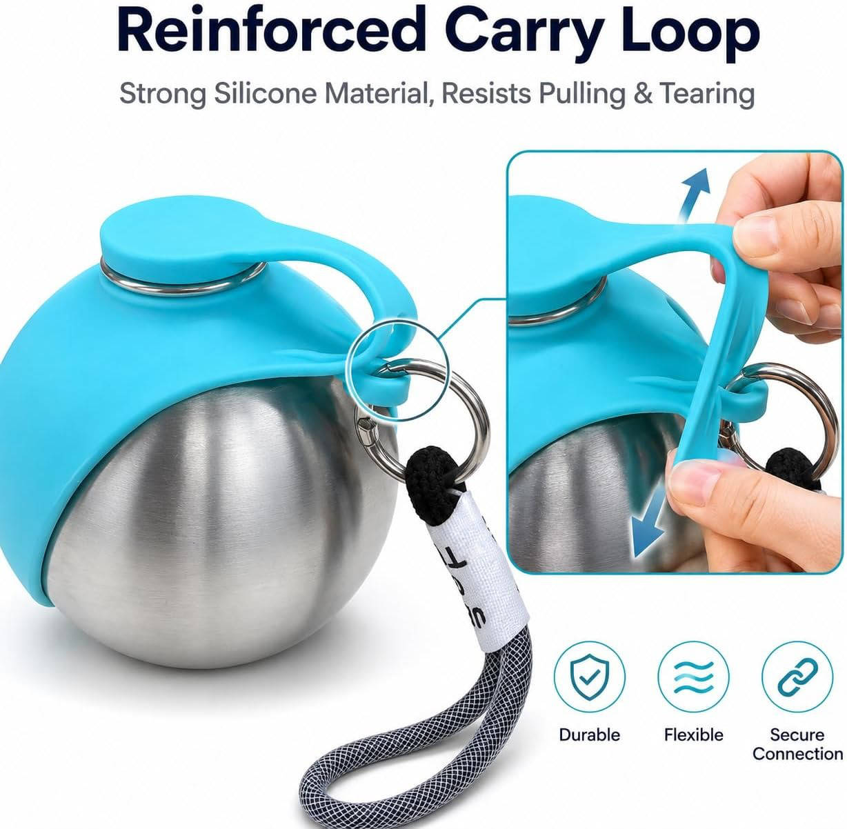 2 in 1 Portable Dog Water Bottle, 10 oz Stainless Steel Tumbler with Foldable Silicone Bowl