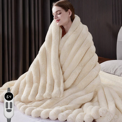 Heated Throw Blanket, Cozy Faux Fur Electric Blanket for Sofa, Bed and Home