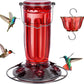 Glass Hummingbird Feeder for Outdoors, Wild Bird Feeder with 6 Feeding Ports for Garden Yard