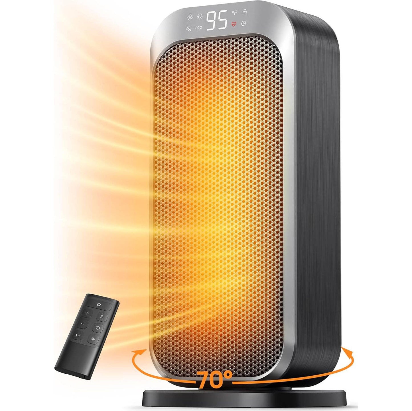 Quiet Portable Space Heater, Electric Indoor Heater with Remote Control for Home, Office and Bedroom