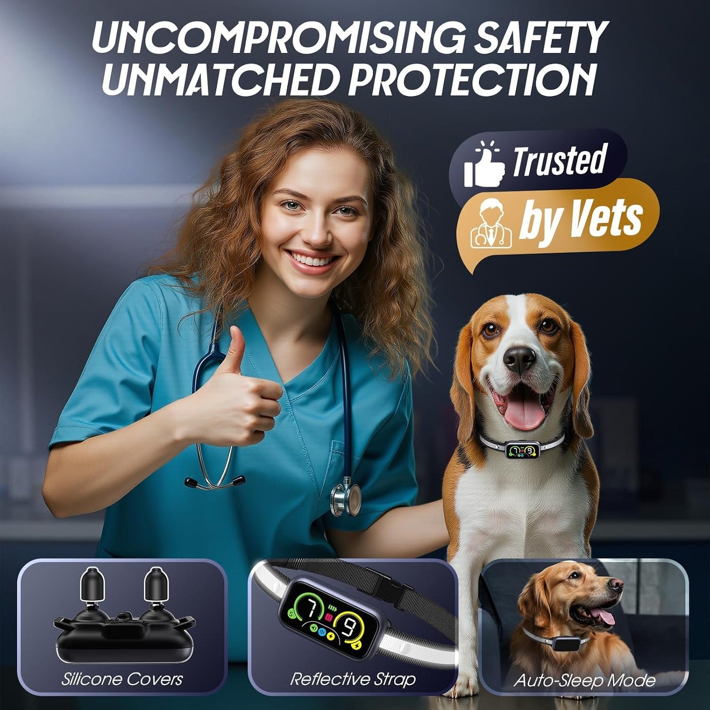 Smart Dog Bark Collar with Advanced Bark Detection, Rechargeable Anti Barking Collar, IP67 Waterproof
